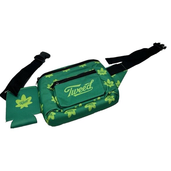 Tweed Fanny Pack Weed Leaf Pattern with Beer Sleeve, Green, St. Pattys, Like New - Picture 10 of 10